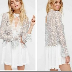 Free People Tell Tale Lace Tunic Dress Size Medium
